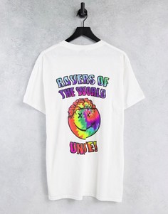 Белая oversized-футболка с принтом ravers на груди и спинке Topman-Белый