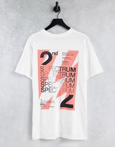 Белая oversized-футболка с принтом "Spectrum" на груди и спине Topman-Белый