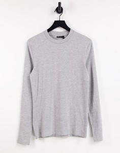 Серый меланжевый лонгслив облегающего кроя ASOS DESIGN