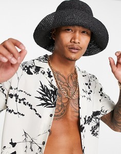 Черная соломенная панама ASOS DESIGN-Черный цвет
