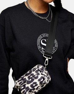 Сумка мини из нейлона с леопардовым принтом через плечо Topshop-Многоцветный