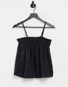 Черный фактурный летний топ на бретельках ASOS DESIGN-Черный цвет