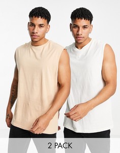 Набор из 2 футболок без рукавов бежевого цвета и цвета экрю Another Influence-Светло-бежевый