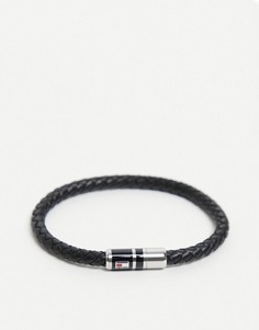 Черный мужской браслет из кожи с магнитной застежкой Tommy Hilfiger-Черный цвет
