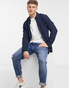 Темно-синяя фланелевая рубашка River Island-Темно-синий