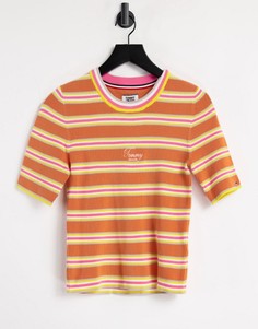 Оранжевая укороченная футболка в полоску Tommy Jeans-Оранжевый цвет