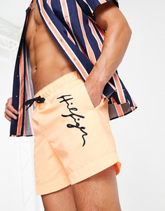 Оранжевые шорты для плавания с логотипом-подписью сбоку Tommy Hilfiger-Оранжевый цвет