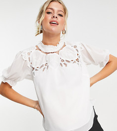 Oversized-блузка цвета слоновой кости с воротником и вышивкой Hope & Ivy Maternity-Белый