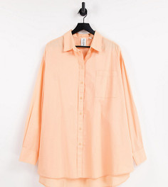 Эксклюзивная рубашка персикового цвета в стиле "oversized" из органического хлопка COLLUSION Plus-Оранжевый