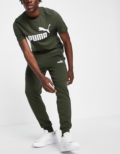 Джоггеры цвета хаки с логотипом Puma Essentials-Зеленый цвет