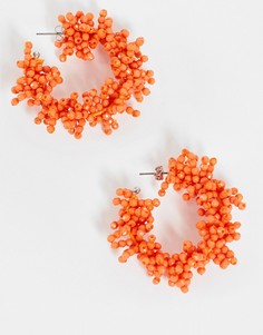 Оранжевые oversized серьги-кольца с бусинами Pieces-Оранжевый цвет