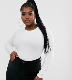Белый лонгслив узкого кроя из органического хлопка ASOS DESIGN Curve Ultimate
