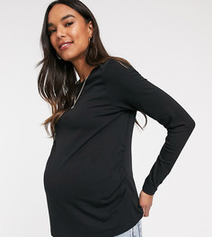 Черный лонгслив узкого кроя из органического хлопка ASOS DESIGN Maternity Ultimate-Черный цвет