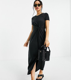Черное платье-футболка миди с перекрученной отделкой Vero Moda Petite-Черный цвет