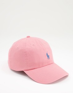 Бейсболка из саржи розового цвета с фирменным логотипом Polo Ralph Lauren-Розовый цвет