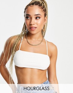 Кроп-топ бандо маленького размера с завязкой на спинке ASOS LUXE-Белый