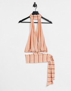 Топ в полоску с завязкой на шее ASOS LUXE-Multi