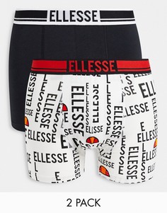 Набор из 2 боксеров черного и белого цветов с принтом ellesse-Multi