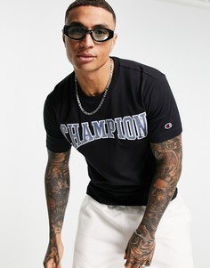 Черная футболка с крупным логотипом в университетском стиле Champion-Черный цвет