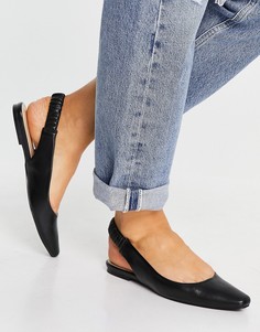 Черные туфли на плоской подошве с ремешком через пятку Schuh Lettie-Черный