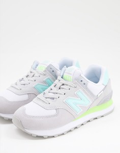 Светло-серые кроссовки New Balance 574-Фиолетовый цвет