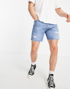 Голубые выбеленные джинсовые шорты прямого кроя с потертостями Levis 501 93-Голубой Levis®