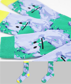 Набор из 2 пар носков до щиколотки с принтом и смайликом ASOS DESIGN-Multi