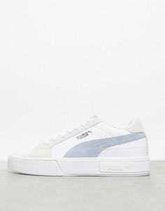 Белые кроссовки с голубыми вставками Puma Cali Star-Белый