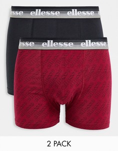 Набор из 2 боксеров черного и бордового цвета с принтом ellesse-Multi