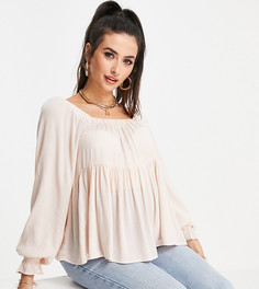 Свободный топ нежно-розового цвета из жатой ткани с квадратным вырезом ASOS DESIGN Maternity-Бесцветный