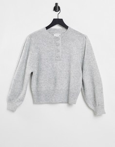 Серый джемпер с планкой на пуговицах ASOS DESIGN
