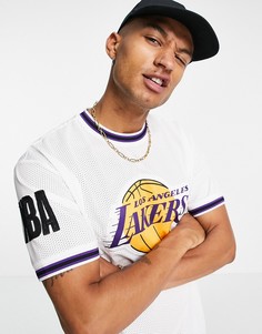 Белая сетчатая oversized-футболка с принтом логотипа New Era NBA LA Lakers-Белый