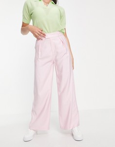 Бледно-розовые строгие брюки с широкими штанинами Love Triangle-Розовый цвет