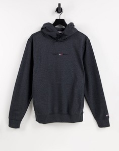 Черное меланжевое худи с логотипом Tommy Jeans-Черный цвет