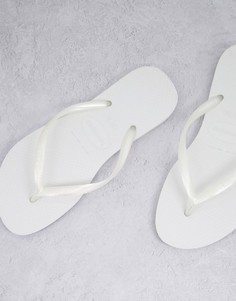 Белые шлепанцы с узкими ремешками Havaianas-Белый