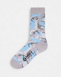 Серые носки с логотипом и камуфляжным принтом AAPE By A Bathing Ape-Серый