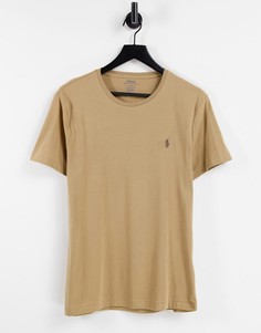 Светло-коричневая футболка с логотипом игрока в поло Polo Ralph Lauren-Коричневый цвет