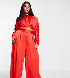 Красные широкие брюки со складками спереди (от комплекта) ASOS DESIGN Curve-Красный