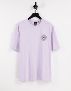 Сиреневая oversized-футболка с принтом в мистическом стиле на нагрудном кармане Only & Sons-Фиолетовый цвет