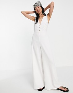 Белый комбинезон без рукавов из фактурной ткани ASOS DESIGN