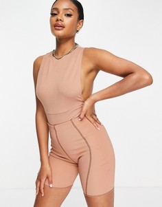 Боди карамельного цвета с вырезами по бокам ASOS DESIGN-Коричневый цвет