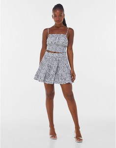Укороченная майка с монохромным цветочным принтом от комплекта Bershka-Multi