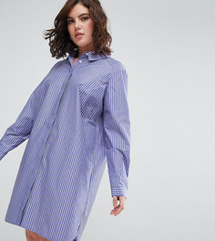Хлопковое платье-рубашка мини в полоску ASOS CURVE-Мульти
