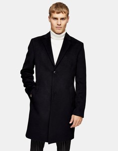 Черное пальто классического кроя Topman Considered-Черный цвет
