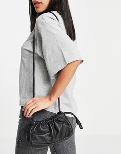 Черная кожаная сумка через плечо с затягивающимся шнурком Topshop-Черный цвет