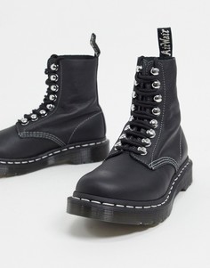 Черные ботинки с 8 парами люверсов-крючков Dr Martens-Черный цвет