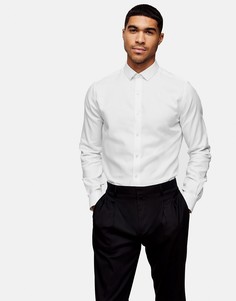 Белая эластичная рубашка премиум с длинными рукавами Topman-Белый