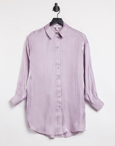 Сиреневая атласная рубашка в стиле oversized Topshop-Фиолетовый цвет