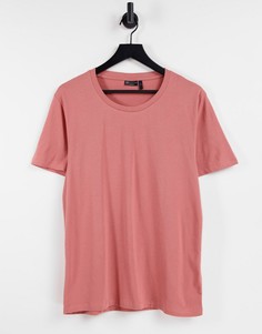 Розовая выбеленная футболка с овальным вырезом ASOS DESIGN-Розовый цвет