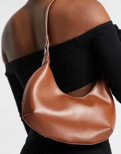 Светло-коричневая сумка на плечо изогнутой формы в стиле 90-х с металлическими элементами Ego-Коричневый цвет ЭГО